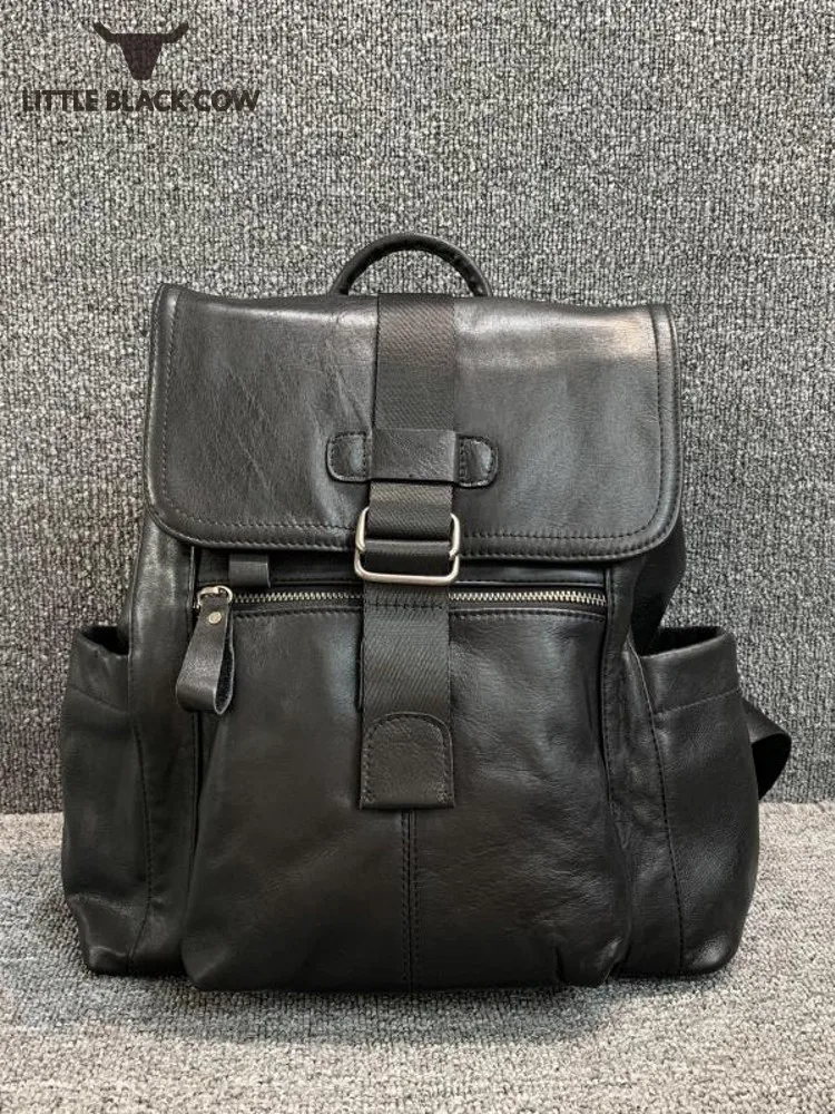 

Leisure Black Backpack Men Big Capacity Real Leather Cowhide Travel Backpack Outdoor Military Tactical Backpack Unisex
