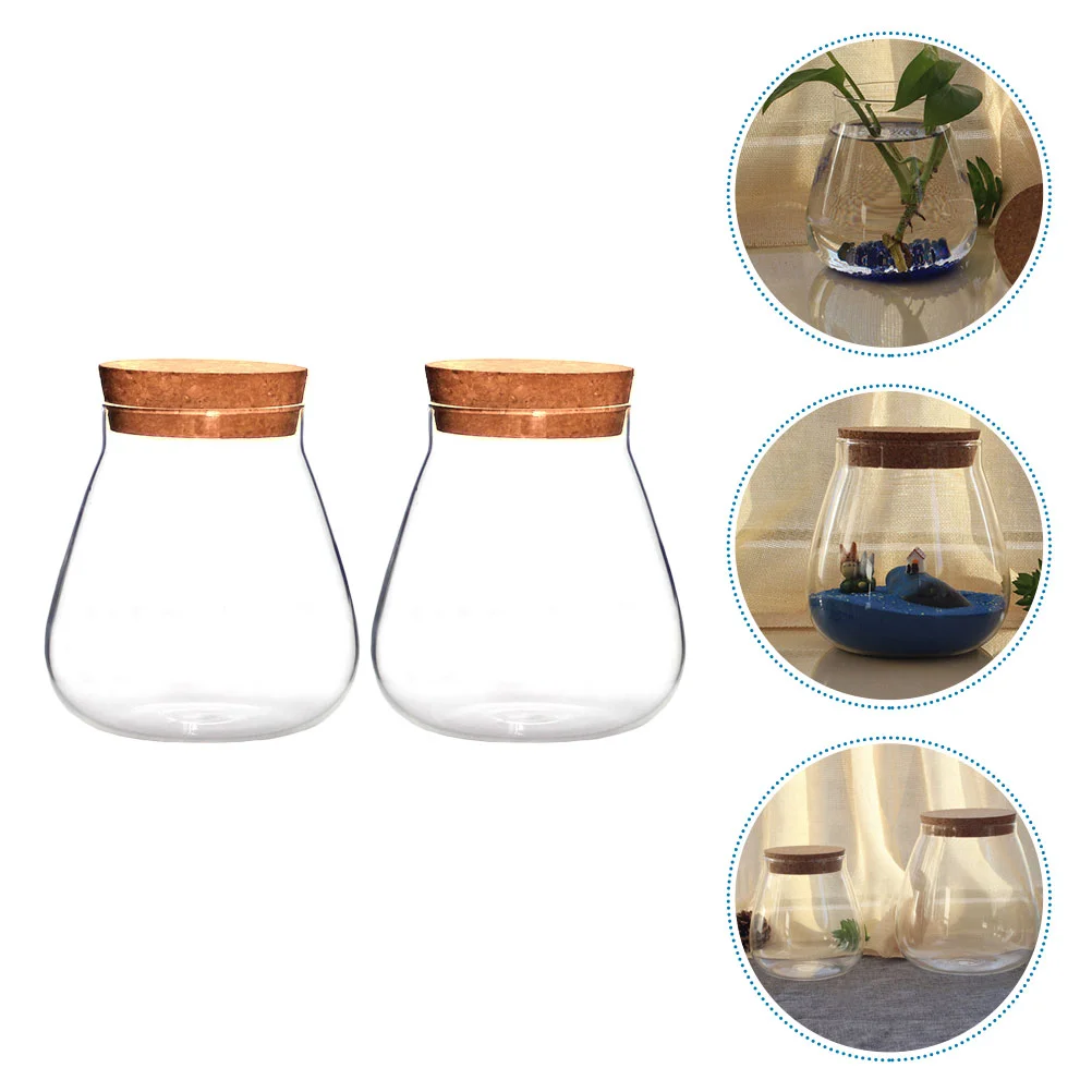 

With Jar Vase Bottle Terrarium Flower Bottles Cork Clear Jars Stoppers Lid Hydroponic Pot Ecological Tablelandscape Planter Bulb