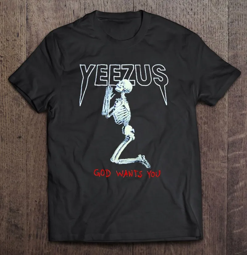 Футболка Kanye с рисунком Уэста йесуса скелета Бог хочет вас футболка графическим