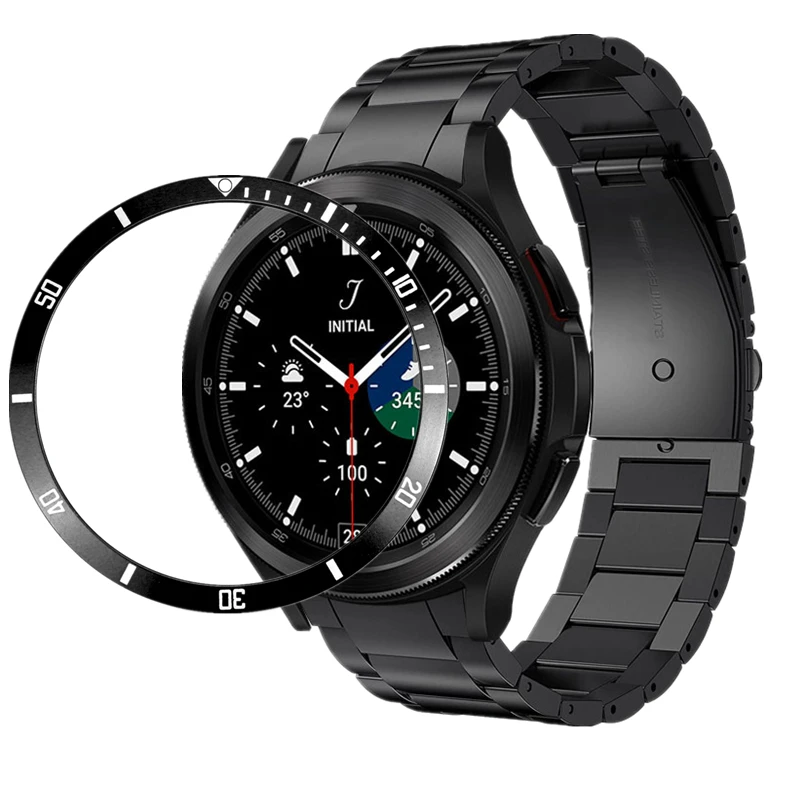 

2pcs for Samsung Galaxy Watch 4 5 Strap 44mm 40mm Bezel Ring+No Gaps Stainless Steel Band Galaxy Watch 4 Classic 42mm 46mm