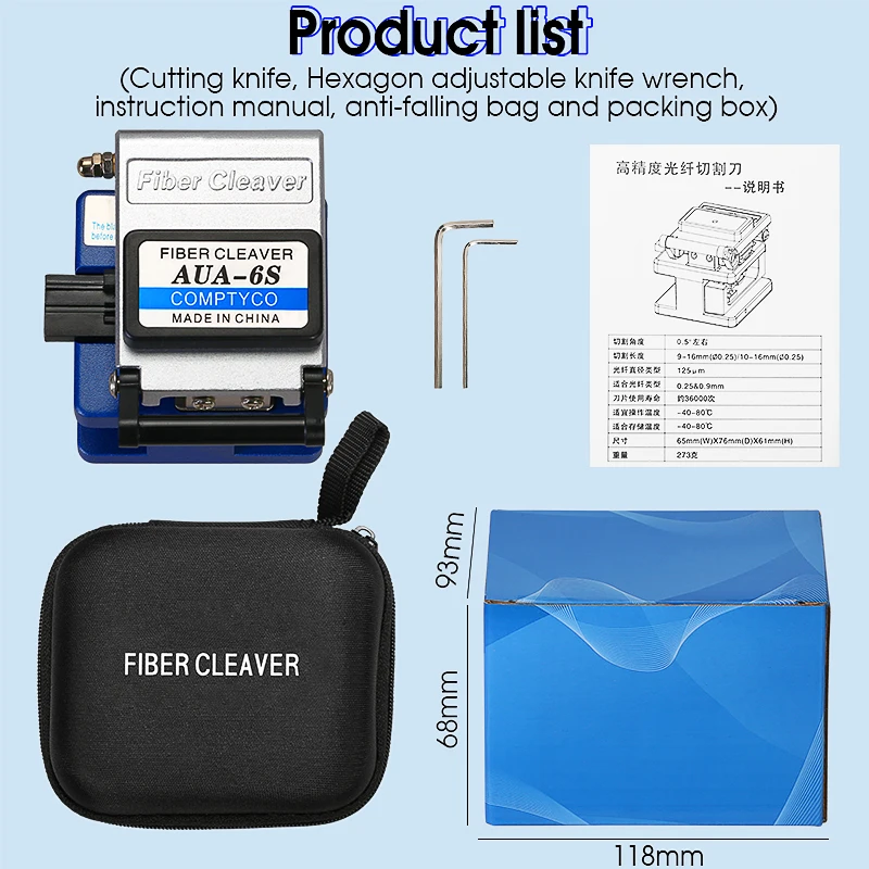 AUA-6S/61S High Precision Fiber Cleaver FTTT Fiber Cable Cutting Tools Fiber Cutter 16 Surface Blade