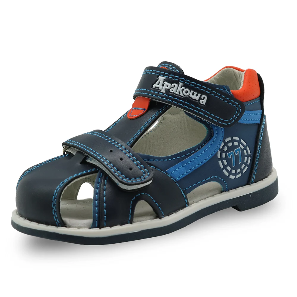 Apakowa 2019 קיץ ילדי נעלי מותג סגור הבוהן פעוט בני סנדלי אורטופדי ספורט עור מפוצל תינוק בני סנדלי נעליים