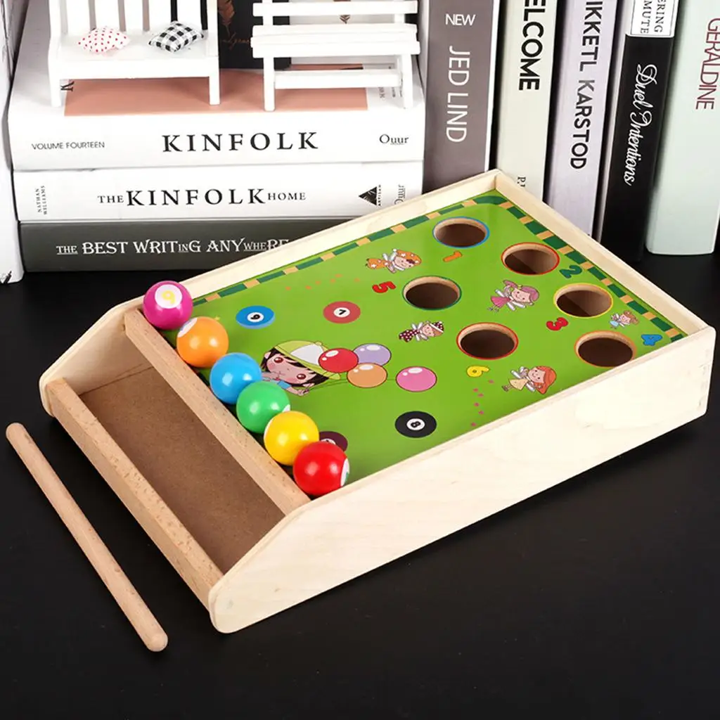 

Mini Wooden Desktop Billiard Board Game Set Game toy for kids Gift