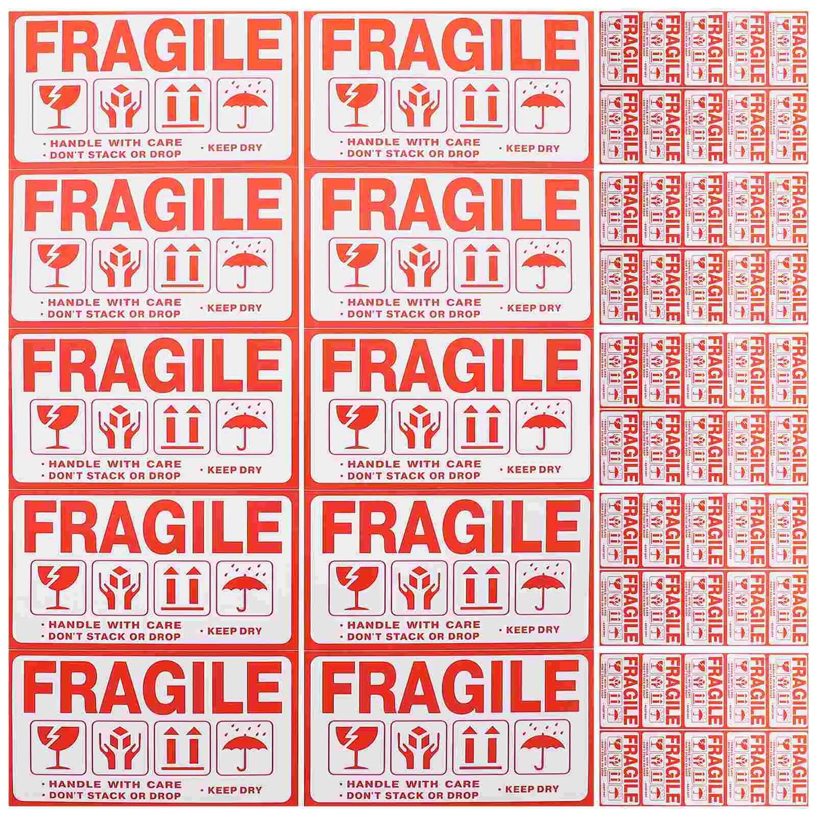 

20 Sheets Adhesive Stickers Shipping Fragile Caution Warning Label Careful Removable Copperplate Labels