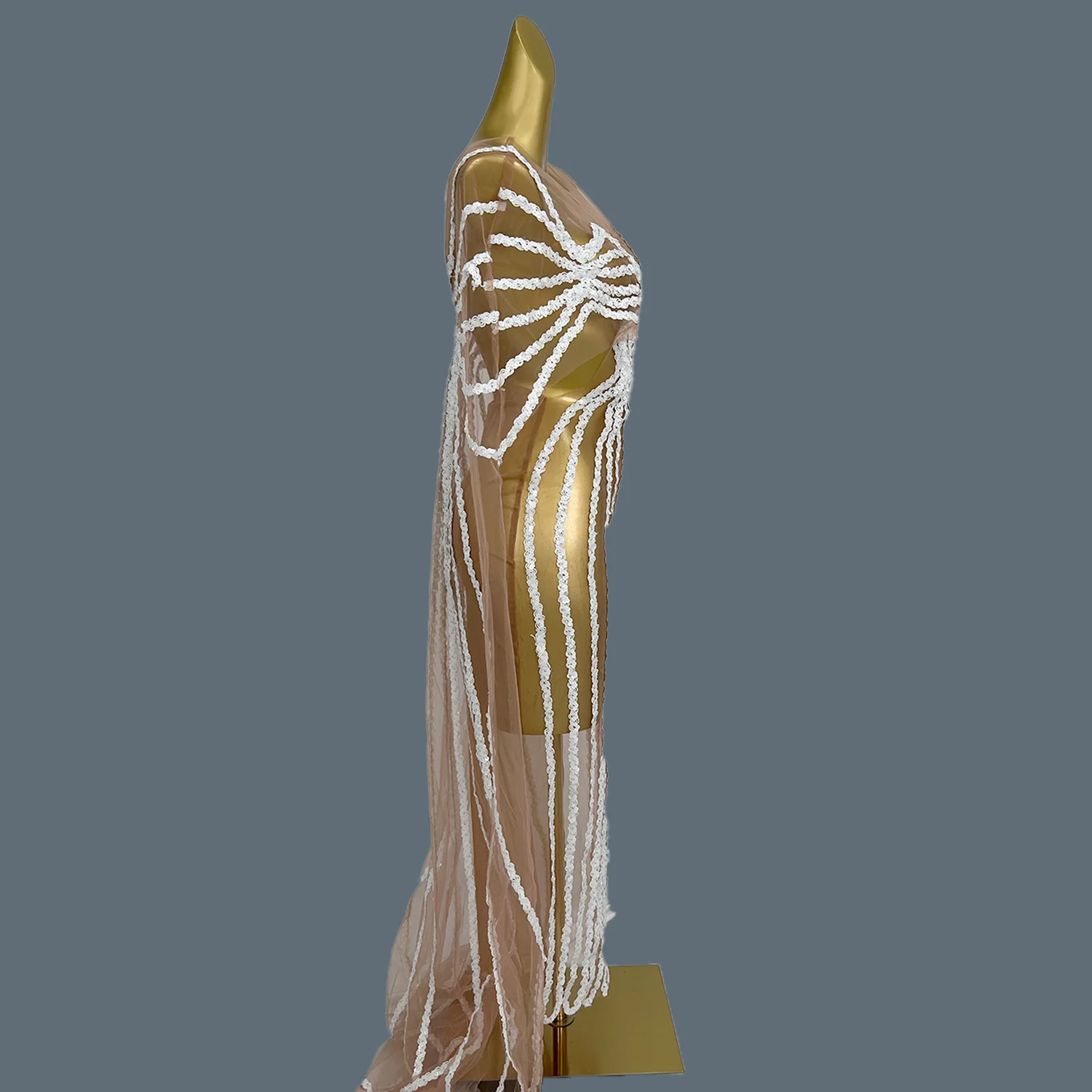 Новое белое прозрачное сетчатое длинное платье с блестками для женщин клубное