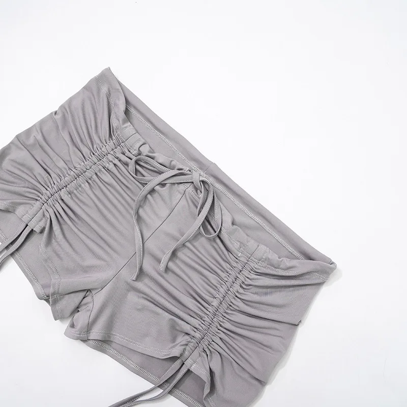 Goth Dark Cyber Gothic Bandage Sexy Women Shorts Y2k Punk Drawstring Ruched Low Waist Bottoms Streetwear Skinny Festival Outfits