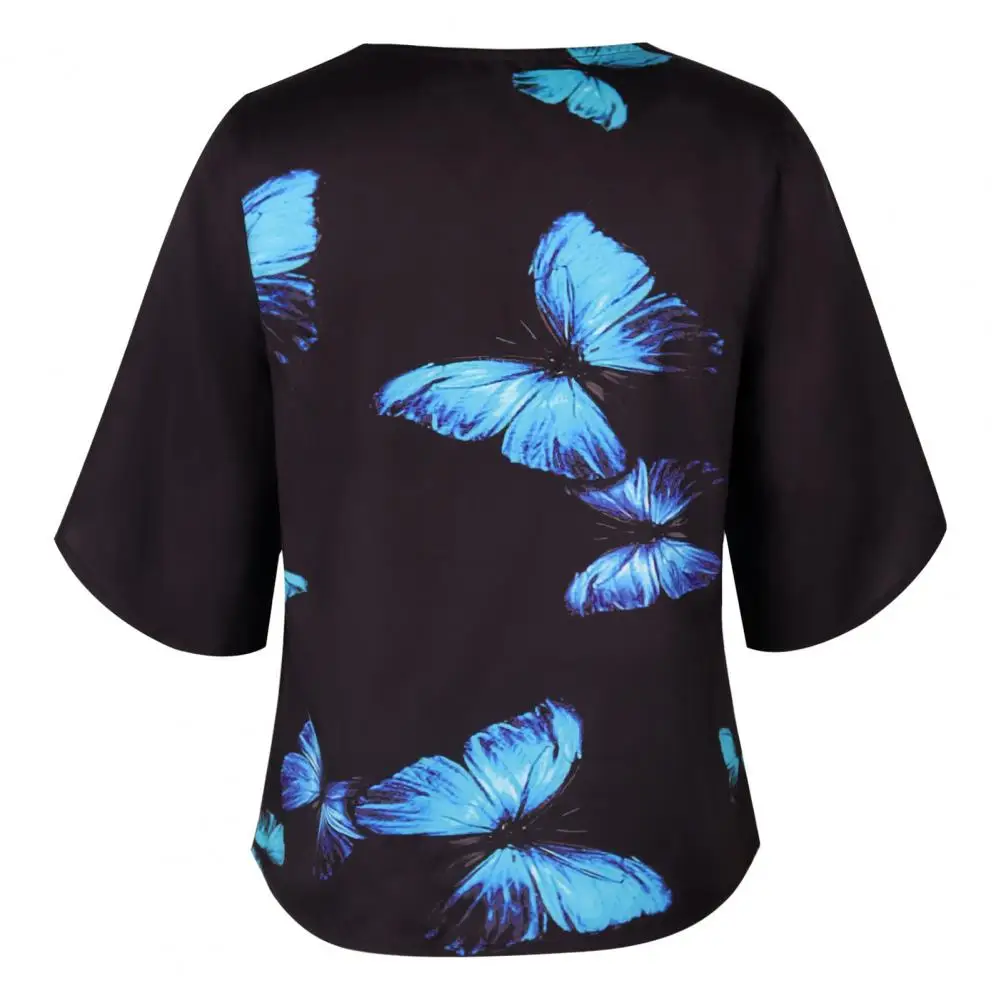 

Stylish Colorful Flower Printing Draped Elegant Chiffon Blouse Comfortable Female Top Anti-Pilling Female Clothing