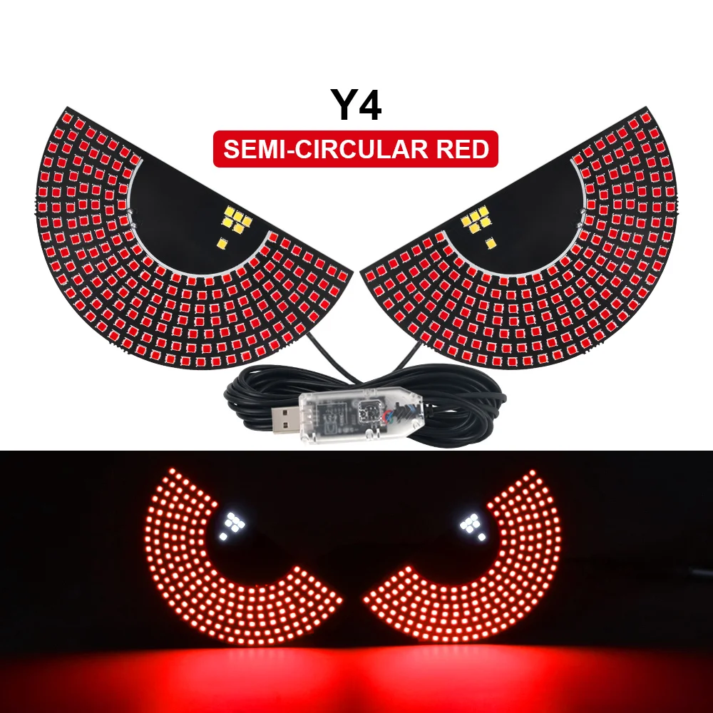 

2 шт., задний предупредительный мигающий свет Devil's Eye, USB 5 В, светодиодные сигнальные огни для лобового стекла автомобиля, светящаяся гибкая светодиодная панель, декоративная лампа