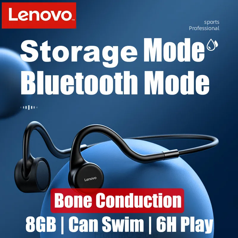 

Оригинальные беспроводные Bluetooth-наушники Lenovo X5, костная проводимость, стерео IPX8, Водонепроницаемость с микрофоном, можно плавать, 8 Гб памят...
