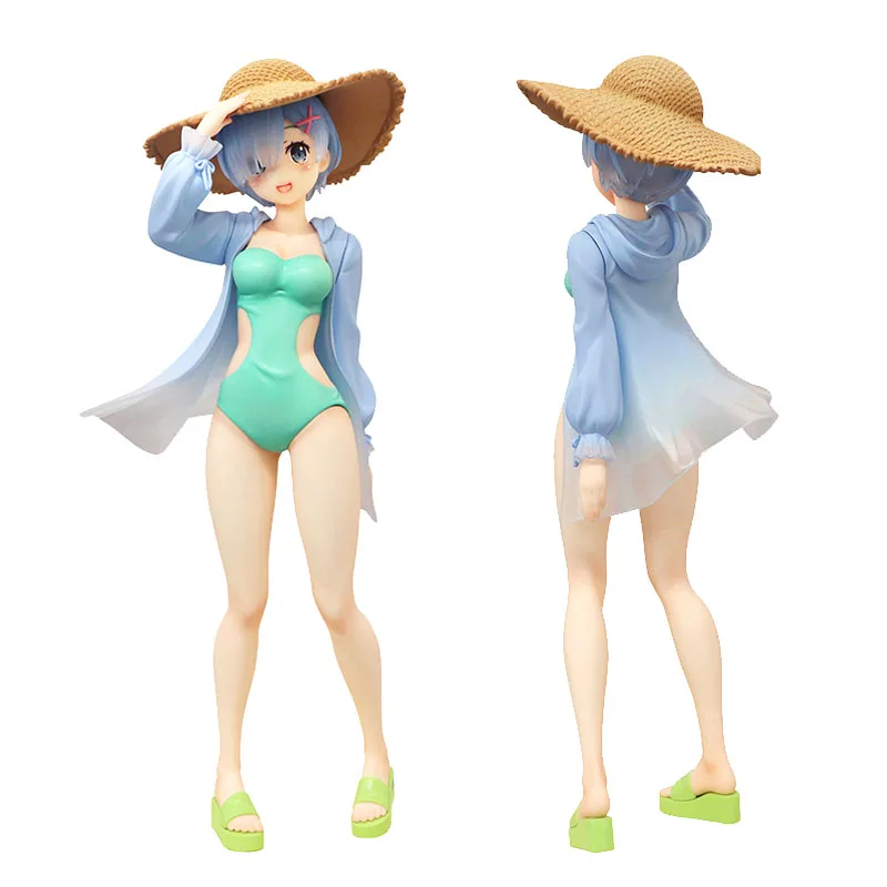 

Genuine 21CM Anime Figure Re:Life In A Different World Rem Summer Trip Cute Swimsuit Stand Model Doll Toy Gift Collect Boxed PVC