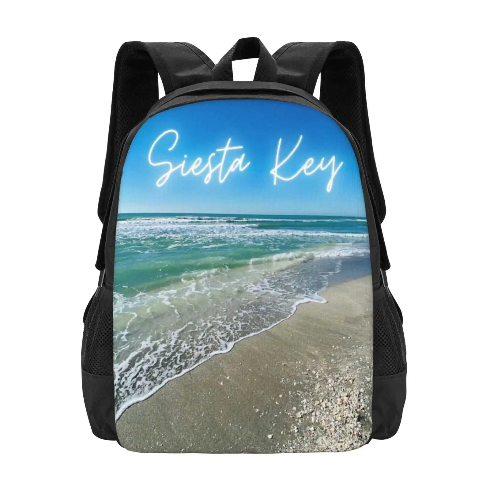 

Siesta Key Beach New Arrivals Unisex Bags Student Bag Backpack Siesta Key Ocean Waves Teal Sarasota Florida Florida Beaches Sea