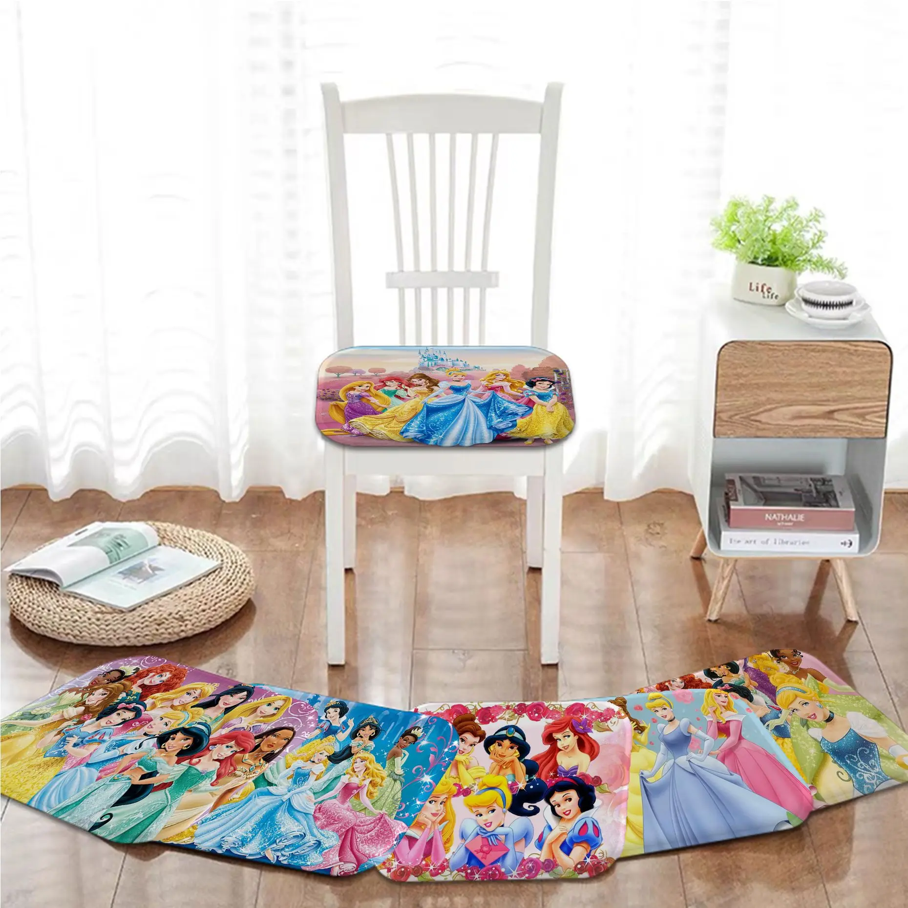 

Disney Princesses Tie Rope Meditation Cushion Stool Pad Dining Chair Tatami Seat Cushion Anti-Slip Cushion Pads