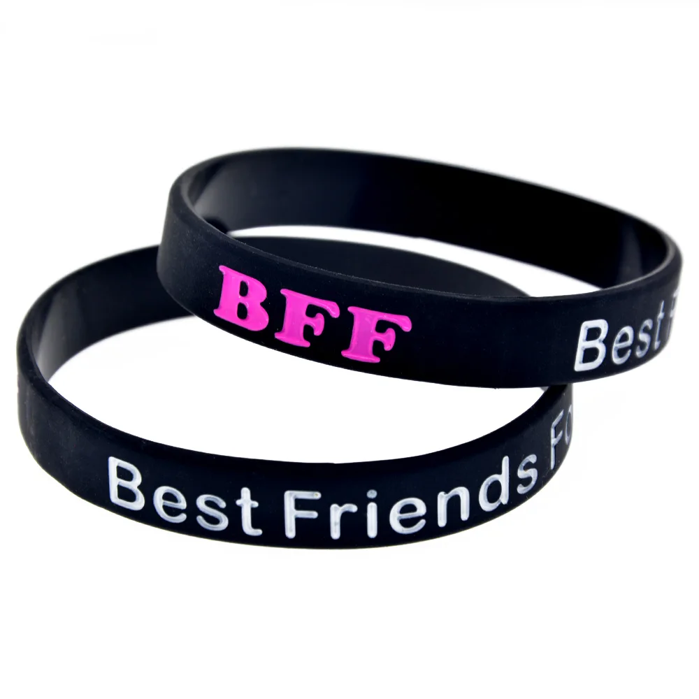 

50 шт. силиконовый браслет Best Friends Forever для BFF вечерние черный и розовый