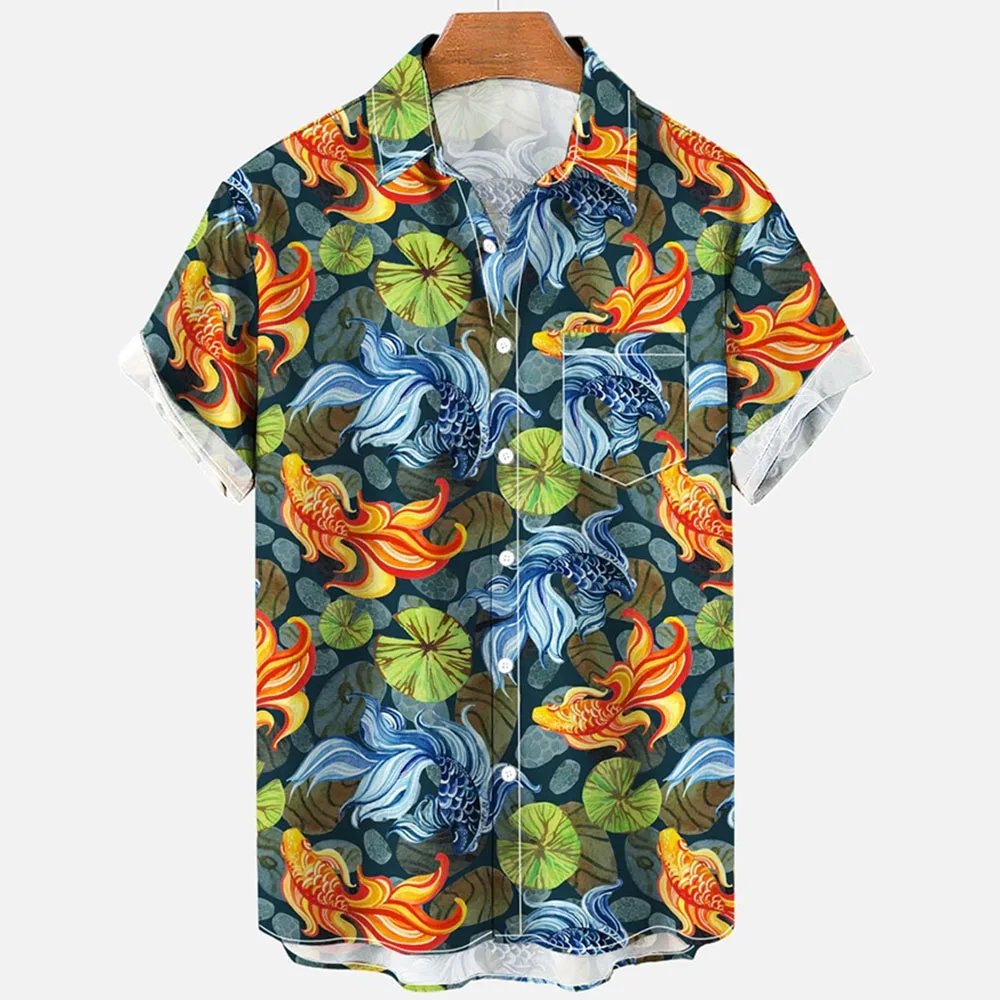 

2023 Summer Shirts For Men Sea Animals Seahorse Fish 3d Loose Hawaiian Shirt Men's Clothing Summer Tops Casual Short Sleeve