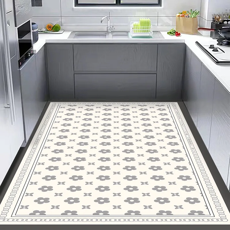 

French Flower Printing Crystal Velvet Long Carpet Living Room Large Size Rug Kitchen Mat Bedroom Bedside Anti-Slip Rug