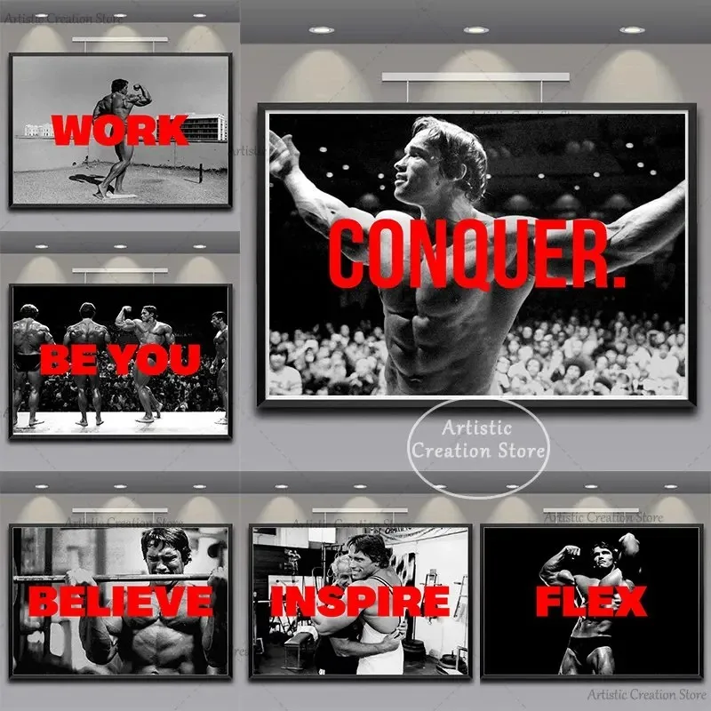 Мотивационный плакат Арнольд для фитнеса тренировок тренажерного зала