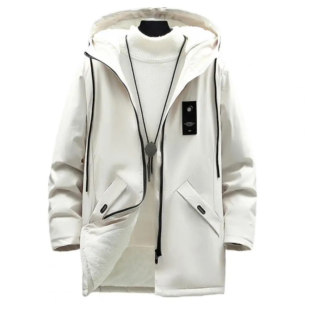 Chic Men Winter Coat Slim Long Coat Hooded Young Style Men Winter Coat  Keep Warm
