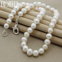 doteffil 8mm natural pearl whitepinkpurple 925 sterling silver 161820 inch chain necklace woman engagement wedding jewelry