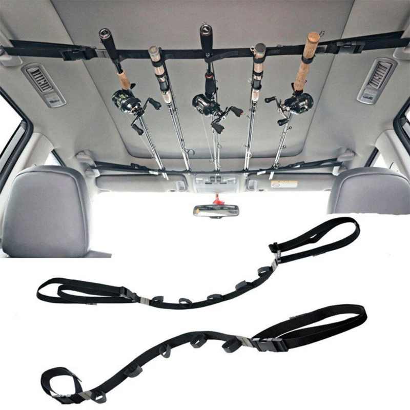 

Car Fishing Rod Strap Vehicle Carrier Stand Travel Tackle Holder Hold Up To 5 Rod And Reel Combos