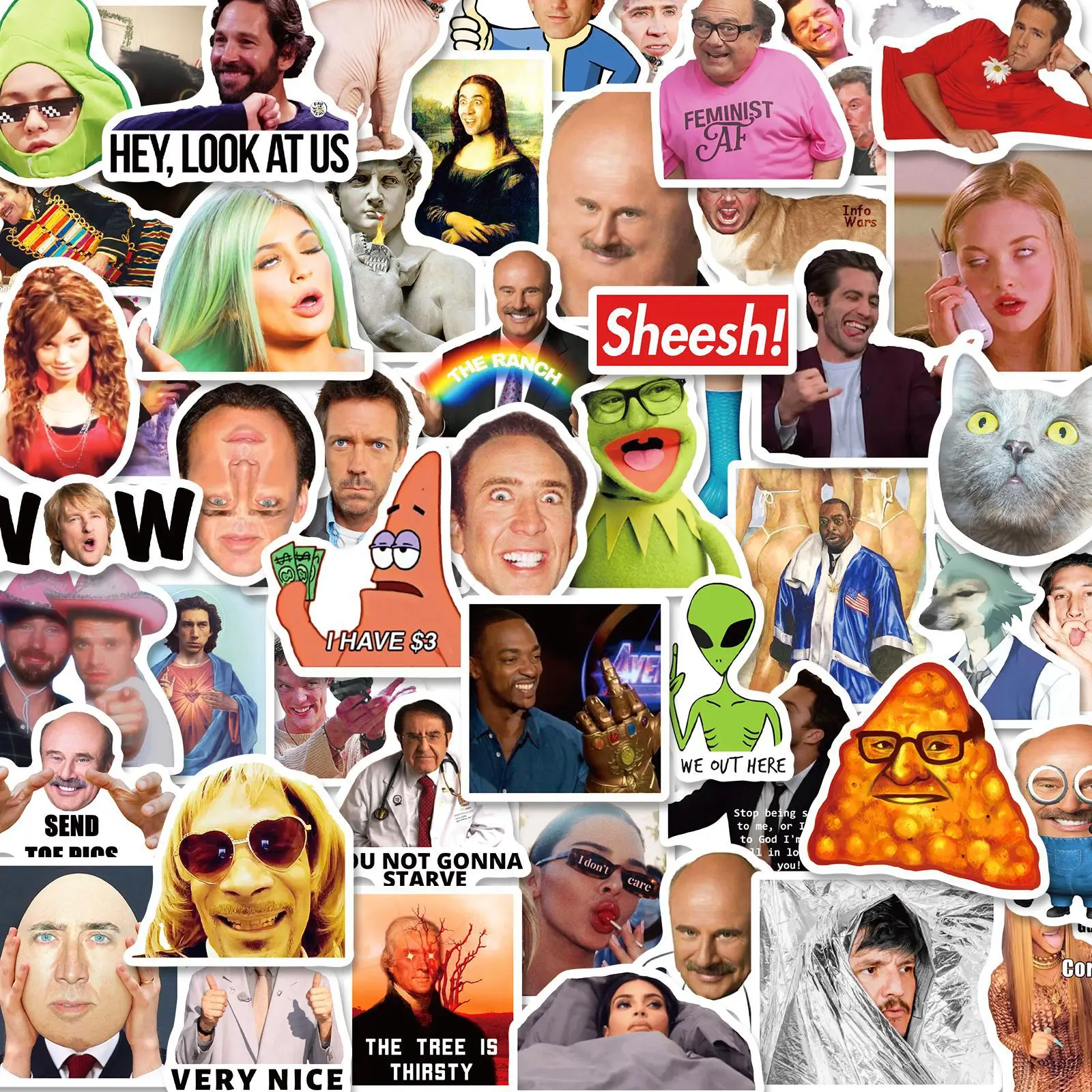 

50pcs Funny Facial Expression Pack Cartoon Stickers Luggage Skateboard Cute Kid Toy DIY Cool Graffiti Sticker Decal Scrapbooking