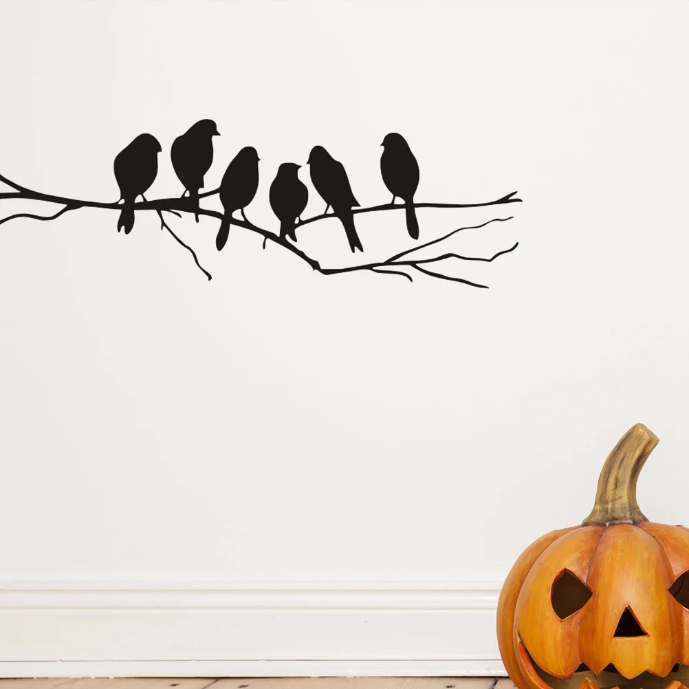 1 шт. Наклейка на стену декоративный силуэт самоклеящаяся ворона ПВХ для бара