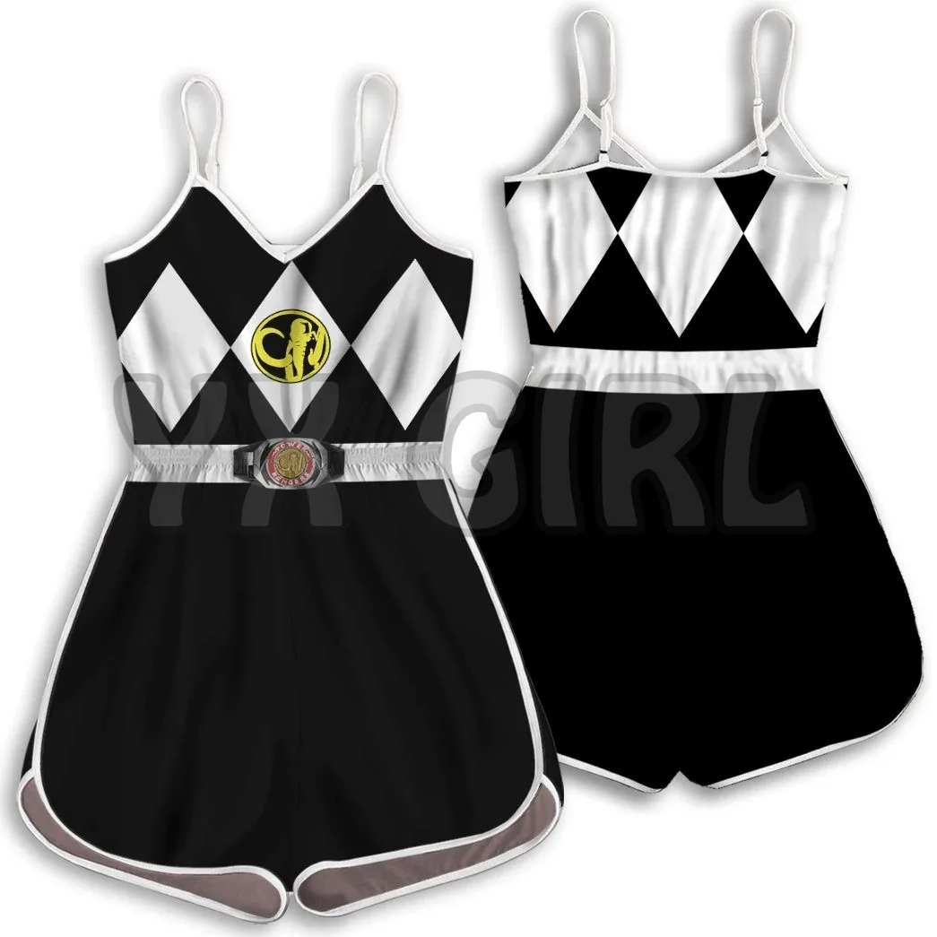 YX GIRL BLACK MIGHTY MORPHIN POWER RANGER ROMPER 3D All Over Printed Rompers Summer Women's Bohemia Clothes