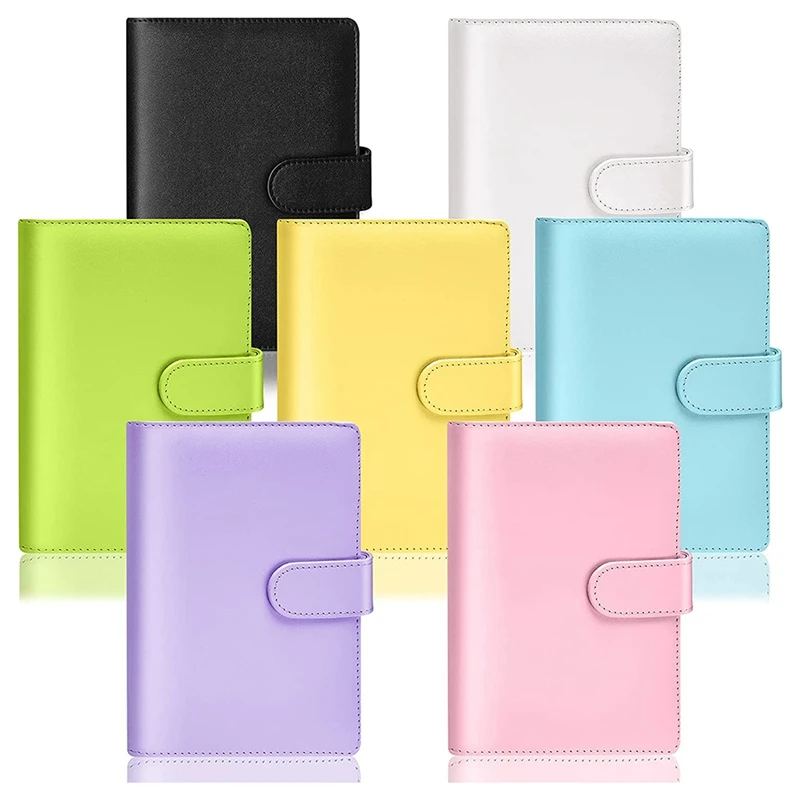 

7Pcs Of A6 PU Notebook Binder,Refillable 6-Ring Binder,Diary Binder Storage Box With Magnetic Buckle,For Filling Paper