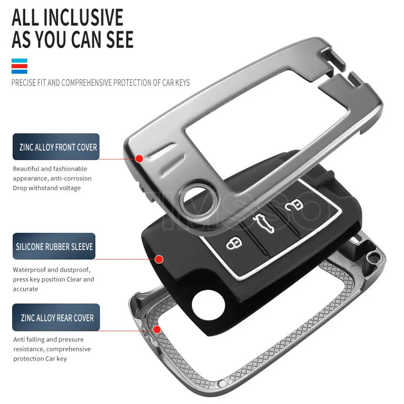 Чехол для автомобильного ключа из цинкового сплава чехол с полным покрытием VW