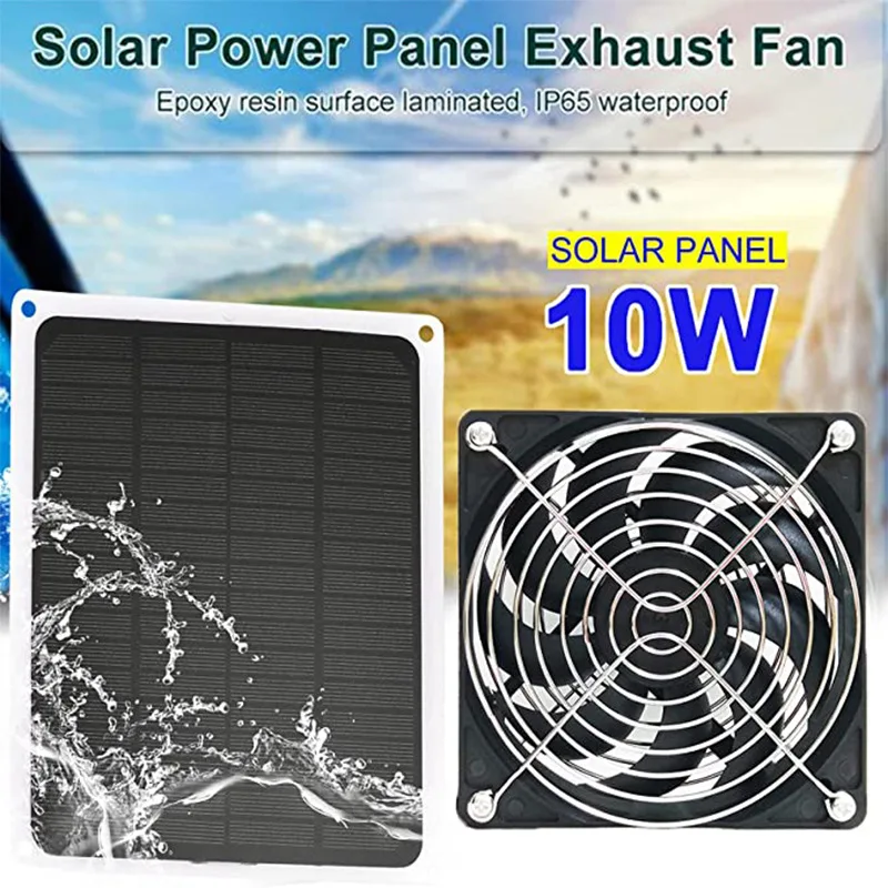 Solar Exhaust Fan 10W Photovoltaic Panel Solar Fan Pet Chicken Coop Ventilation Cooling Artifact Shield Extend Line Battery PV