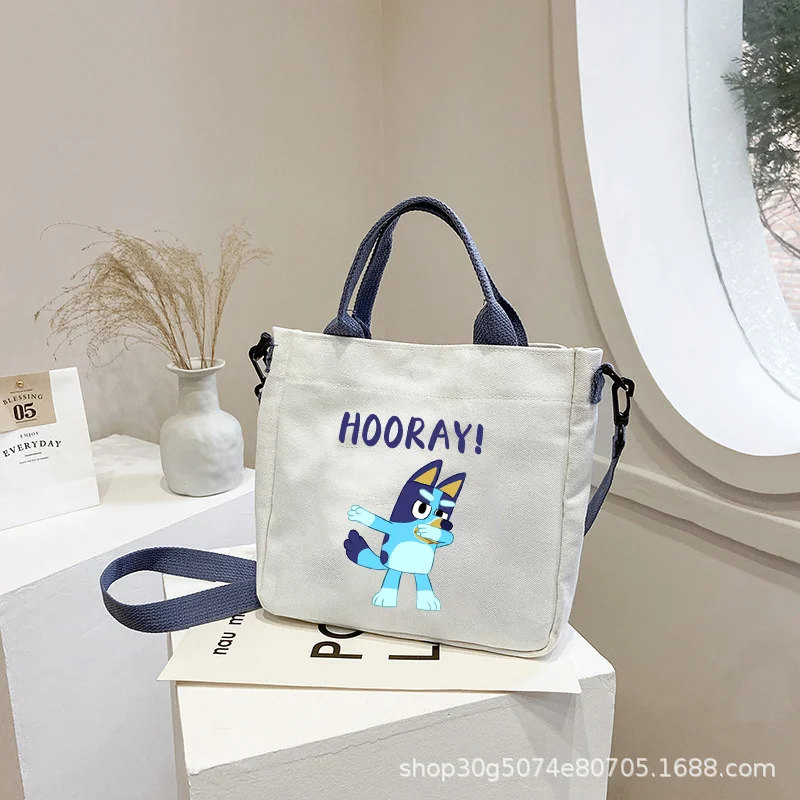 Blueyi Bingo Canvas Bag Boys Girls Simple Light Fashion Popular Handbag Tote Bags Cartoon Anime Crossbody Shoulder Packet Gift