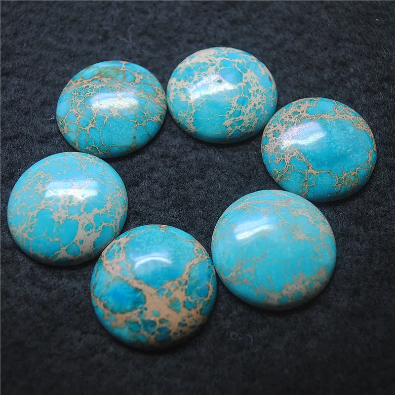 

4PCS Nature Blue Imperial Jasper Stone Cabochons Round Shape 30MM No Hole DIY Jewelry Findings Wholesale Price