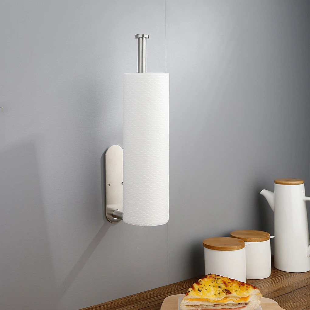 

Bathroom Accessories Paper Towel Holder Stainless Steel Non Perforated Roll Paper Holder Tissue For Kitchen Self-Adhesive Stands