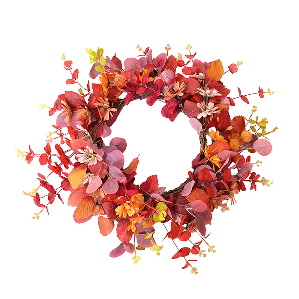 

Artificial Daisy Chrysanthemum Wedding Party Supplies Eucalyptus Wreath Rattan Ring 17 Inch Lavender Simulation Silk Cloth Gifts