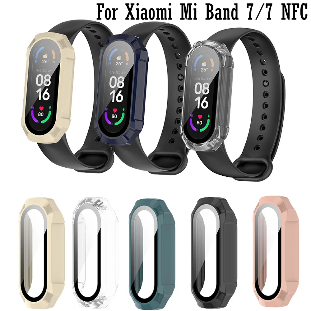 

Защитный чехол для Xiaomi Mi Band 7 Smart, полностью из поликарбоната, защита экрана, чехлы, ремешок для Miband 7 NFC, защитный чехол + пленка из закаленного ...