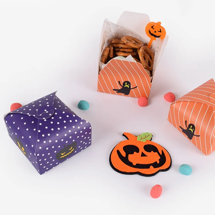 

10pcs Happy Halloween Candy Box Cute Gift Boxes Creative Packaging Paper Box Halloween Party Decorate Trick or Treat Bags Horror