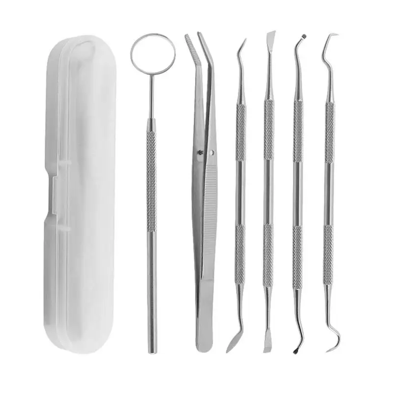

Teeth Cleaning Kit 6PCS Professional Dental Hygiene Kit Stainless Steel Tarter Scraper Plaque Remover For Teeth Dental Pick