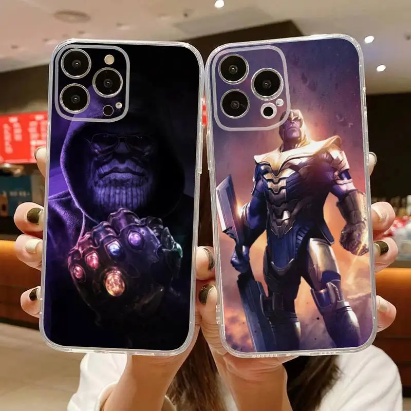 

Marvel Superhero Thanos Phone Case For iphone 14 Plus 13 12 11 Pro Max Mini X XS XR Soft Transparent Cover