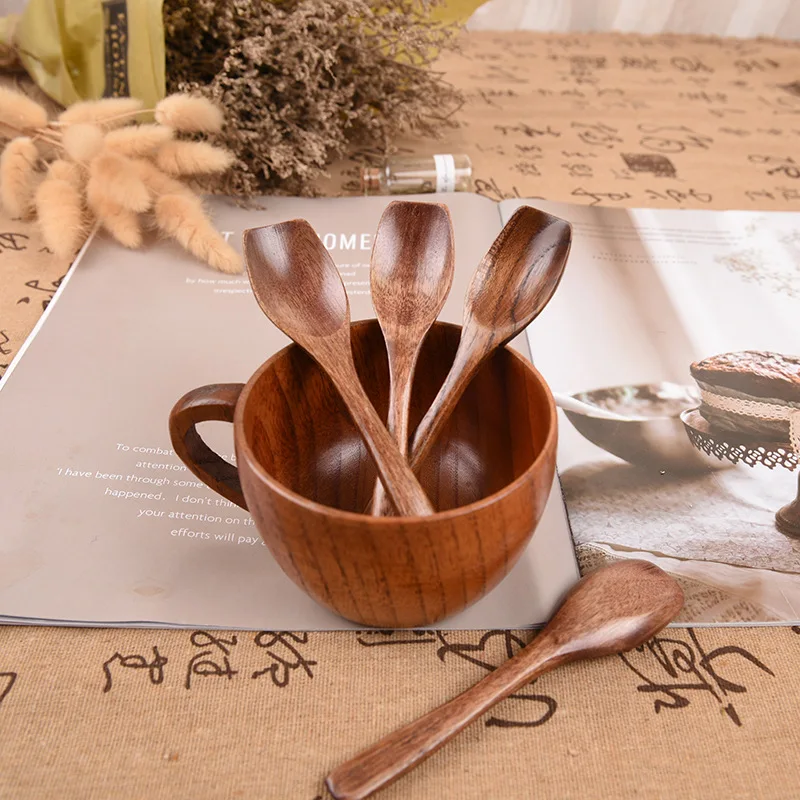 Японская деревянная ложка для приправ маленькая десертные ложки смешивания кофе