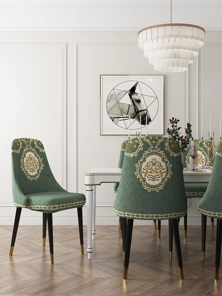 

American chair cover arc thickened household dining chair cover chair cover restaurant high-end integral European dining chair