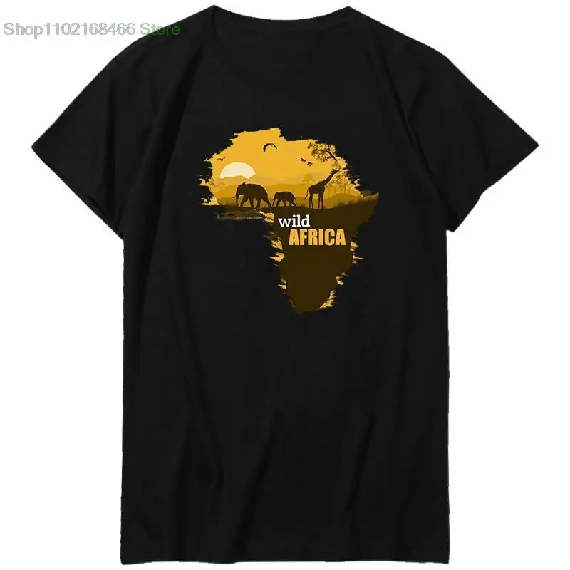 

Africa wild map African map Short Sleeve Shirt graphic t shirts Unisex Black & White T-Shirt Summer Harajuku Men's clothing