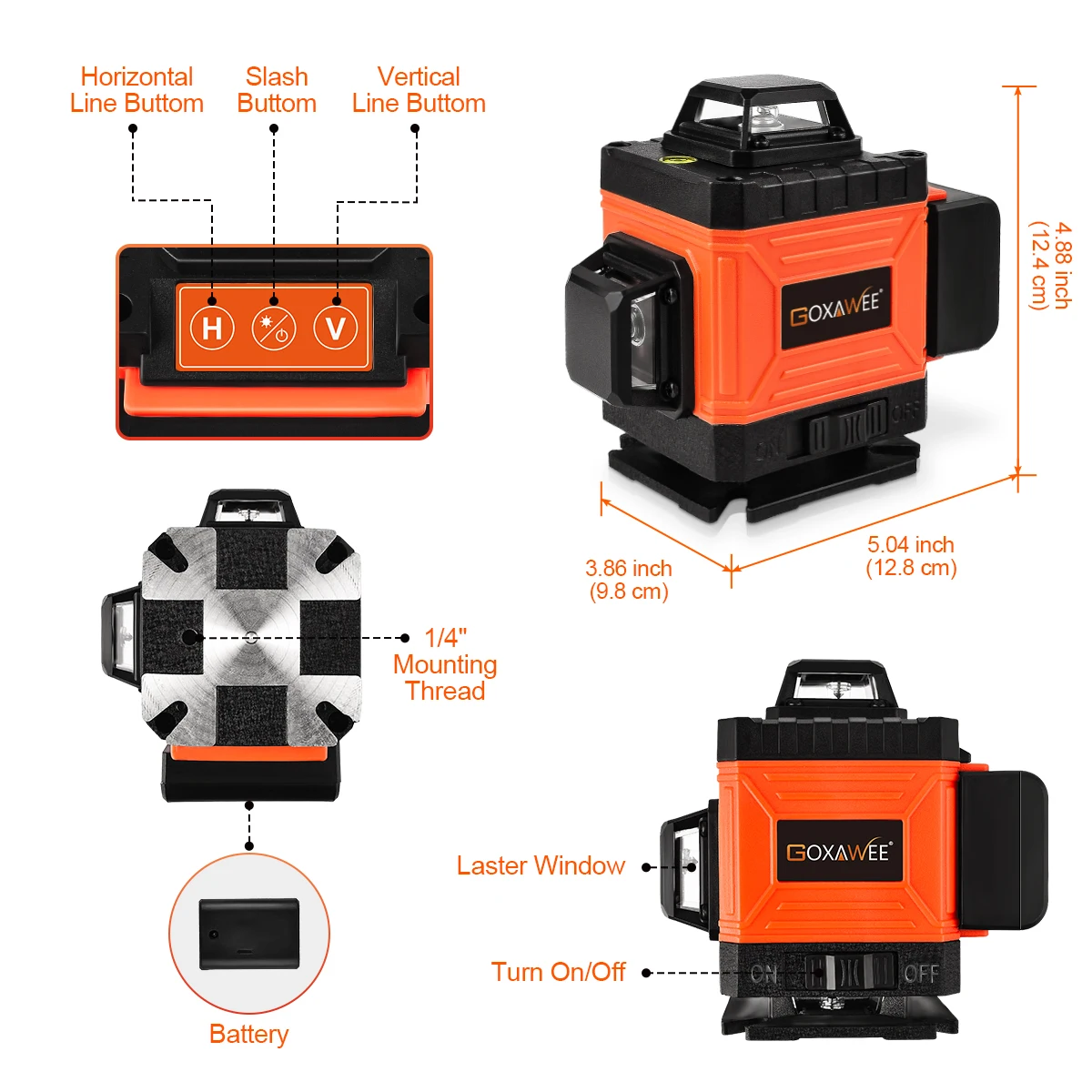 

GOXAWEE 360 Laser Level 16/12 Lines 3D/4D Self-leveling Nivel Laser Cross Horizontal Vertical Green Beam For Construction Tools