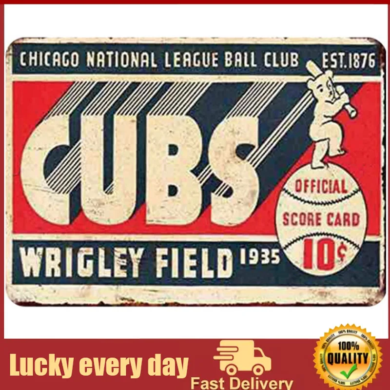 

Original Retro Design Cubs Tin Metal Signs Wall Art | Thick Tinplate Print Poster Wall Decoration outdoor decor metal decor