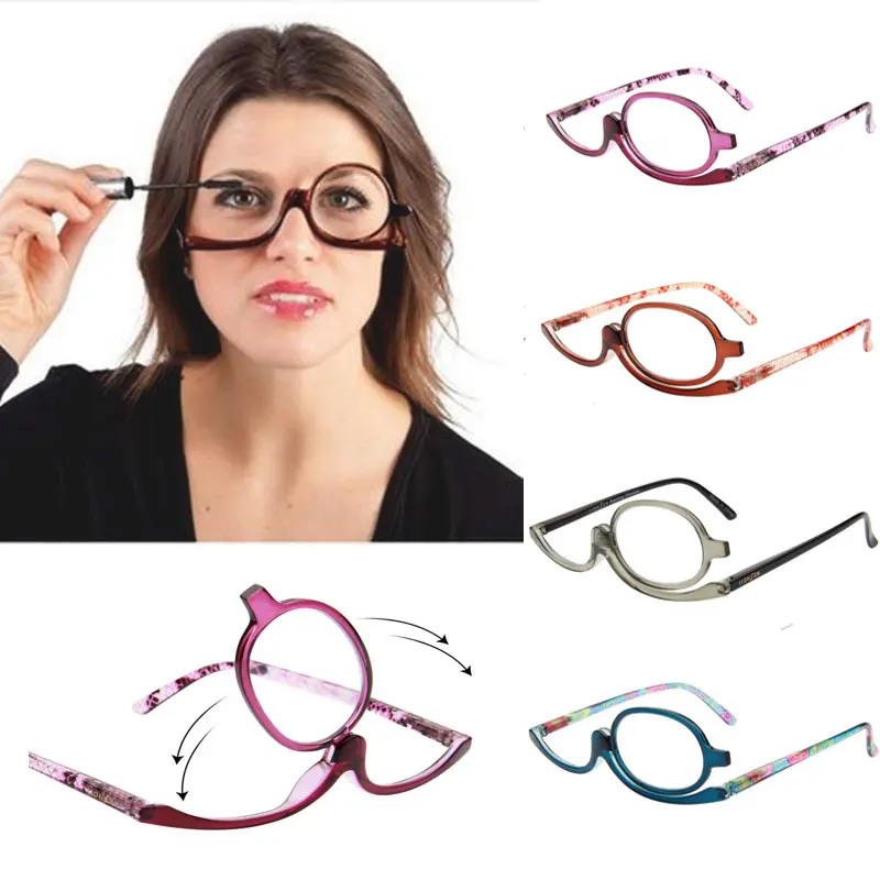 

Makeup Reading Glasses for Women Folding Clamshell Cosmetic Presbyopic Glasses for Elder 2022 New Rotating Presbyopia Glasses