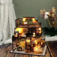 Creative DIY Model Assembled Cottage Loft R etro Luxury Decoration Doll House Gift Hand Miniature Dollhouse For Girl