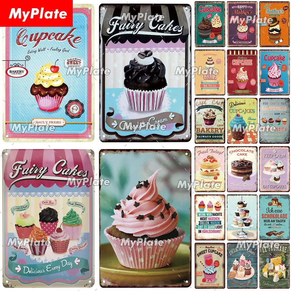 Винтажный жестяной знак в виде кекса металлическая табличка Настенный декор