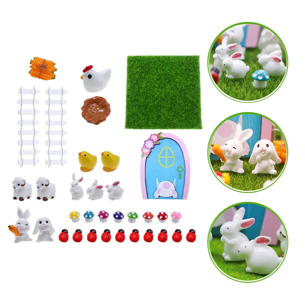 

Easter Fairy Mini Ornaments Garden Door Decor Miniature Bunny Landscape Figurines Ornament Kit Diy Rabbit Mushroom Statue Micro