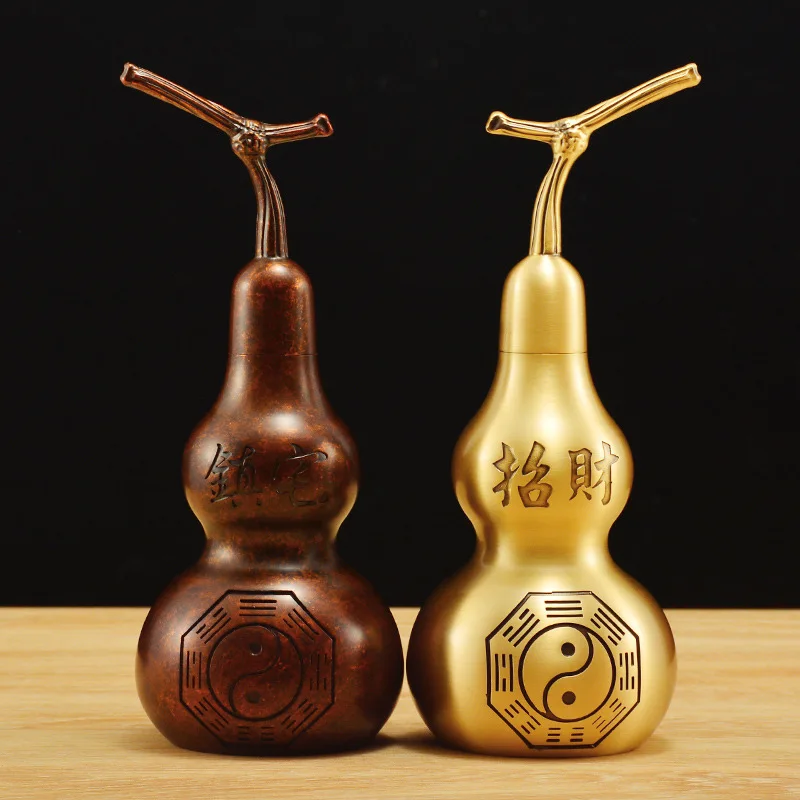 

Copper Gourd Fortune Gourd Pendant Home Office Decoration Chinese Feng Shui Gift Bring Good Luck and Wealth Ornament Tai Chi