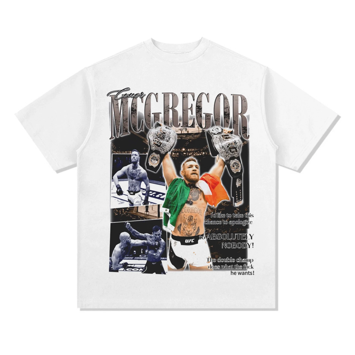 Хлопковая Футболка UFC Fighting Conor McGregor Унисекс С Круглым Вырезом