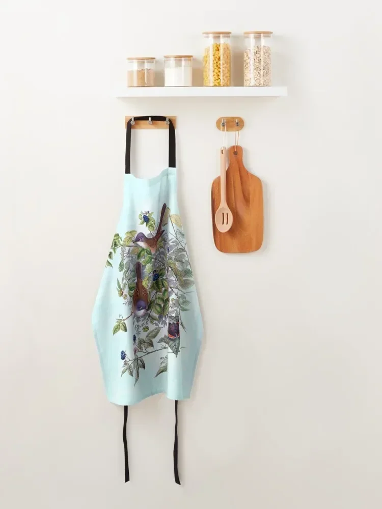 Белая земляник Warbler Кремнерея Сильвия Антикварная птица Принт HC Richter Фартук Птицы