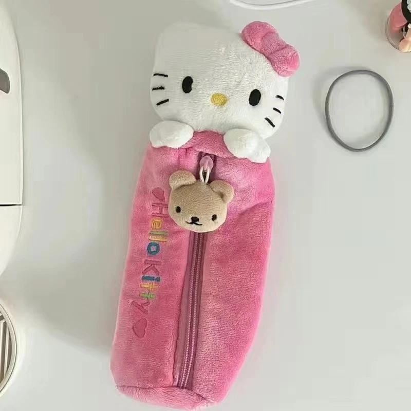 

Hello Kittys милый мультяшный плюшевый пенал для студентов большая емкость многофункциональная маленькая сумка для ручек подарок